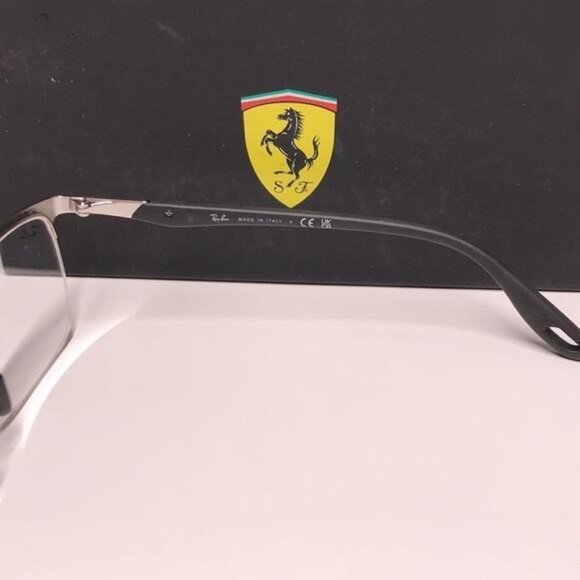 New Authentic Ray-Ban Ferrari RX8416M Eyeglasses – Matte Red on Silver, - Picture 10 of 12